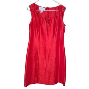 Evan Picone  100% Silk Red Dress Keyhole Tie Sleeveless Size 10 Flawless